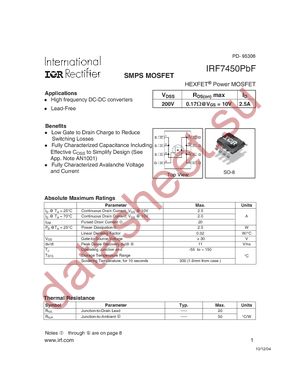 IRF7450PBF datasheet  